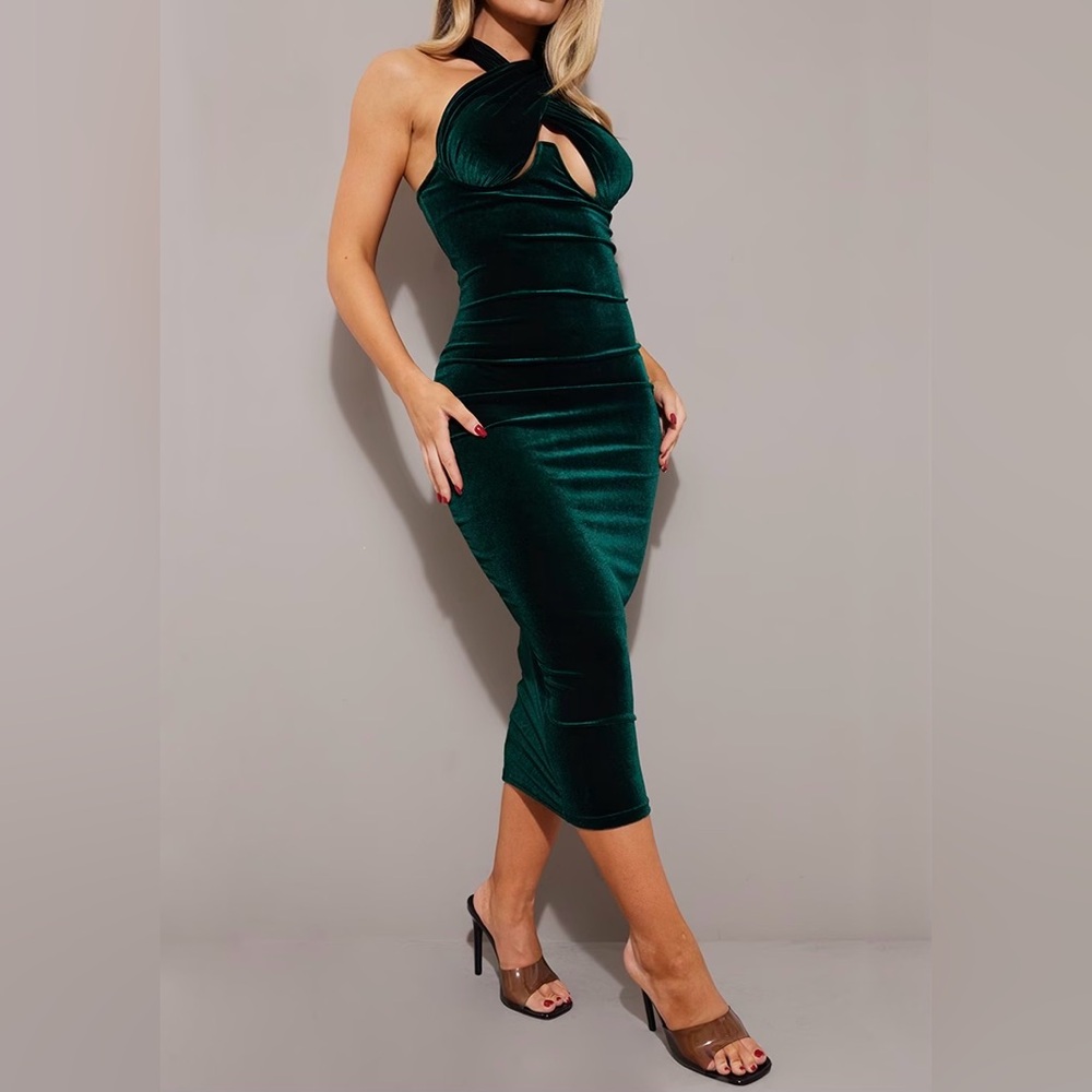 Elegant Green Velvet Dress